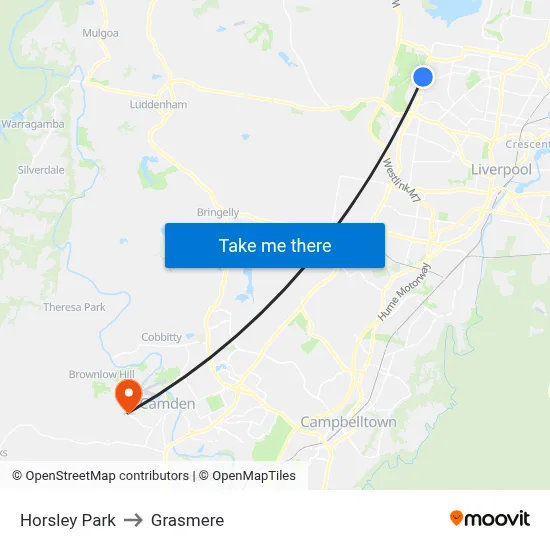 Horsley Park to Grasmere map
