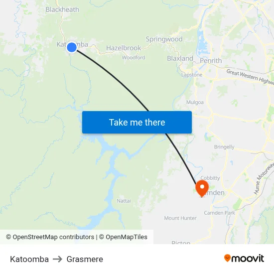 Katoomba to Grasmere map