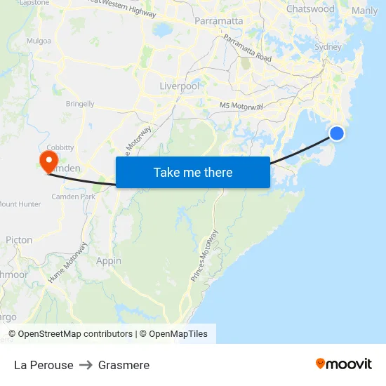 La Perouse to Grasmere map