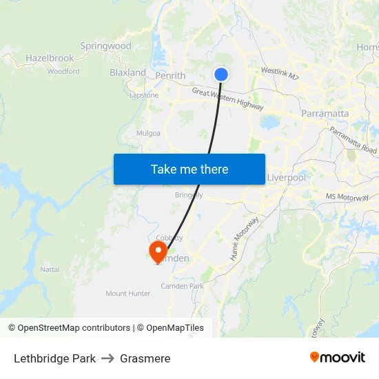 Lethbridge Park to Grasmere map