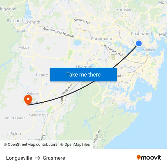 Longueville to Grasmere map