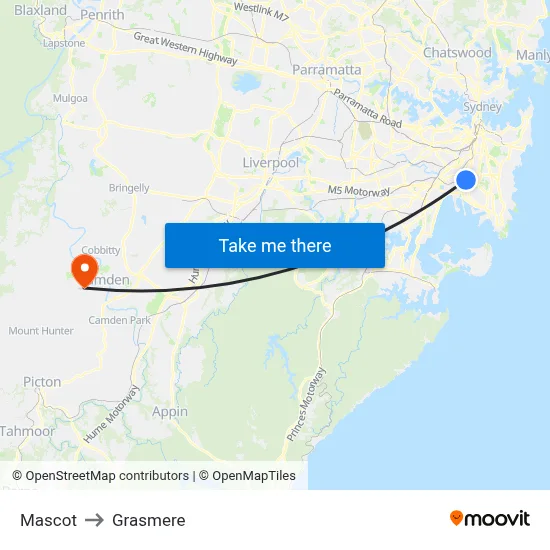 Mascot to Grasmere map