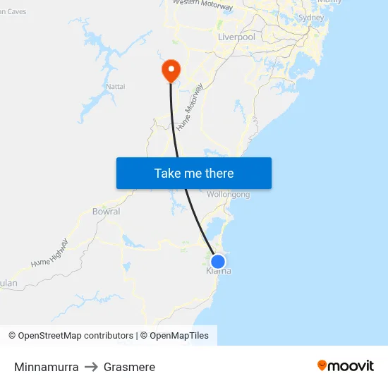 Minnamurra to Grasmere map