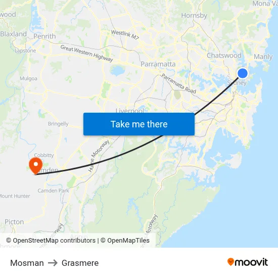 Mosman to Grasmere map