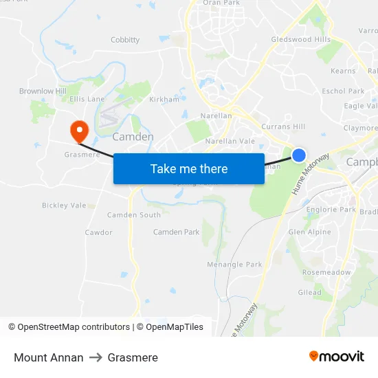 Mount Annan to Grasmere map