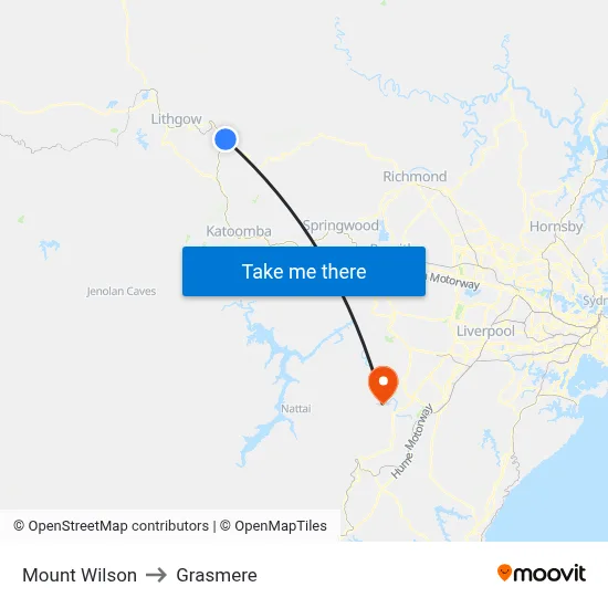 Mount Wilson to Grasmere map