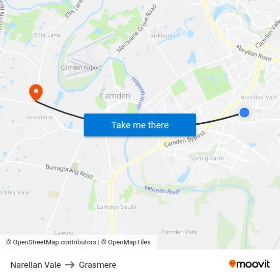 Narellan Vale to Grasmere map