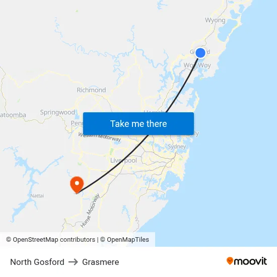 North Gosford to Grasmere map
