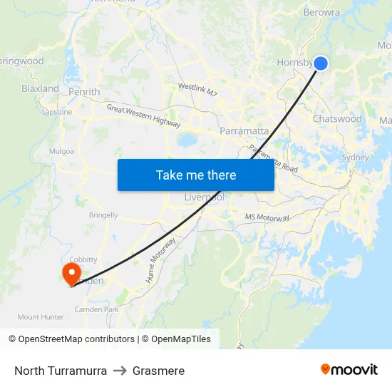 North Turramurra to Grasmere map