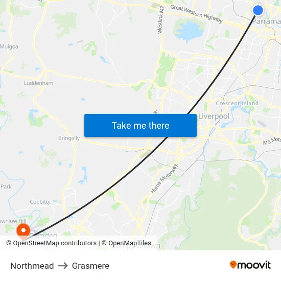 Northmead to Grasmere map