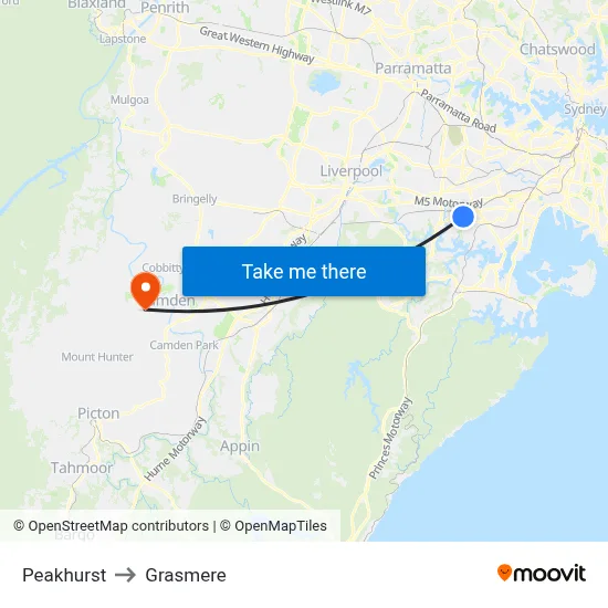Peakhurst to Grasmere map