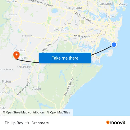 Phillip Bay to Grasmere map