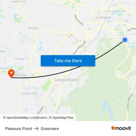 Pleasure Point to Grasmere map