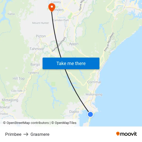 Primbee to Grasmere map