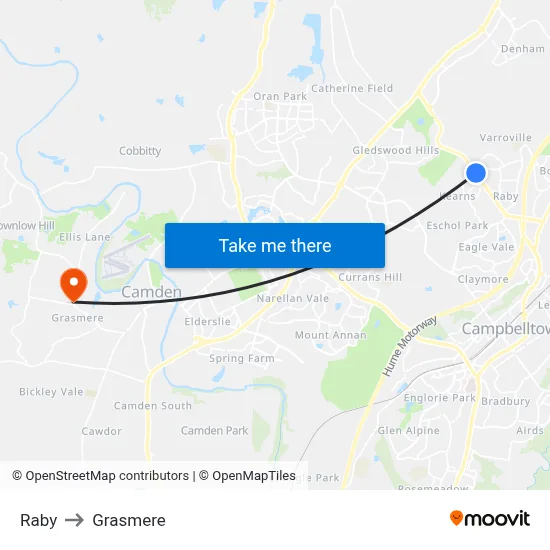 Raby to Grasmere map
