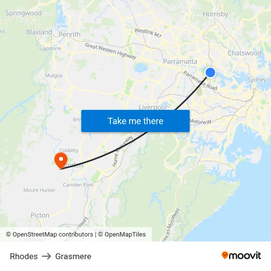 Rhodes to Grasmere map