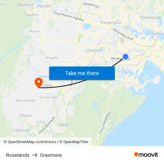 Roselands to Grasmere map