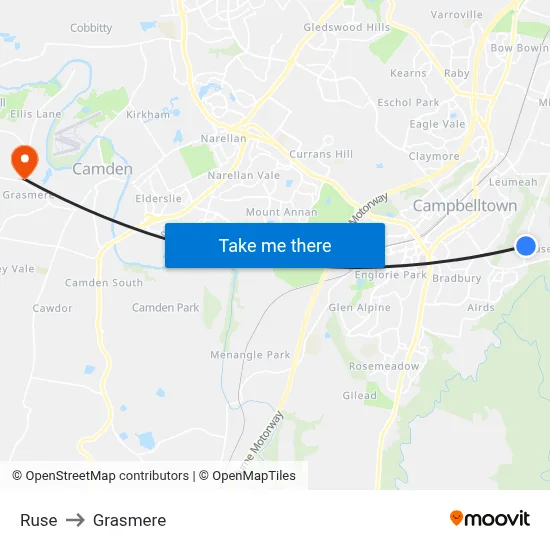 Ruse to Grasmere map