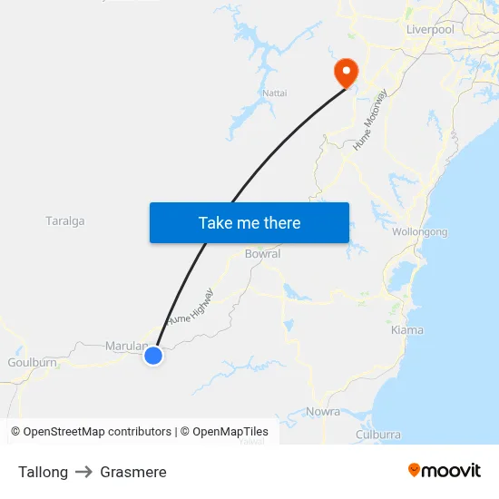 Tallong to Grasmere map