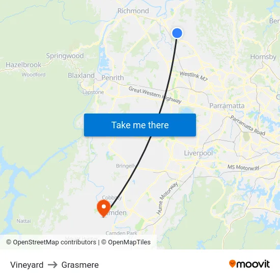 Vineyard to Grasmere map