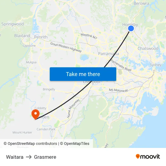 Waitara to Grasmere map