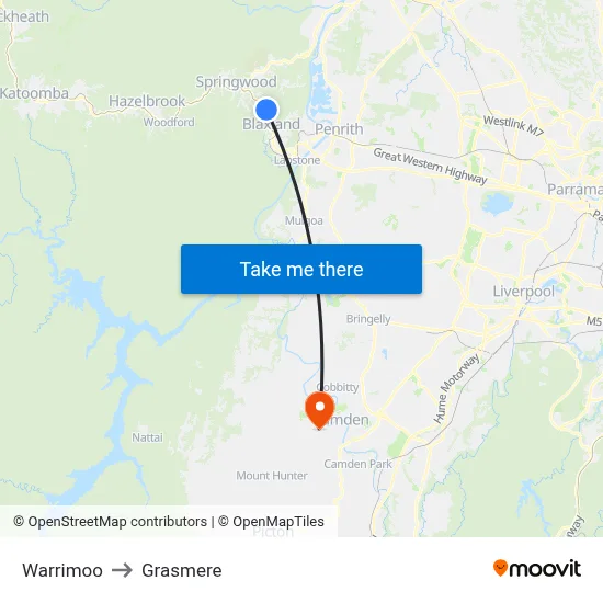 Warrimoo to Grasmere map