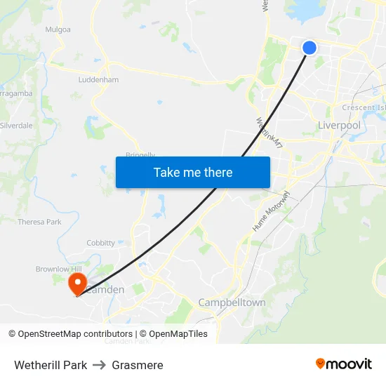 Wetherill Park to Grasmere map