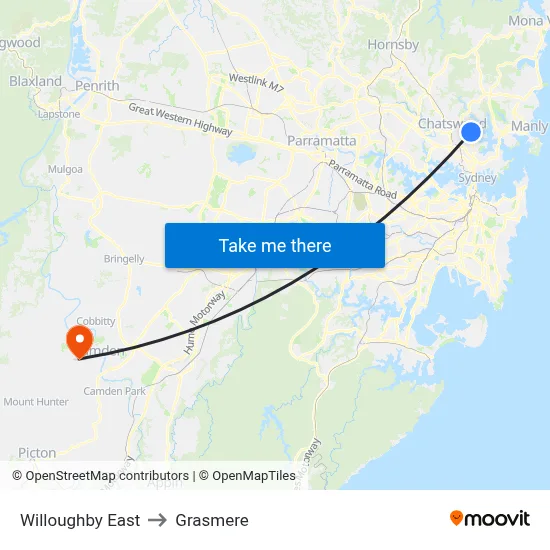 Willoughby East to Grasmere map