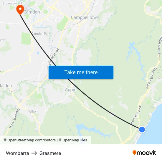 Wombarra to Grasmere map