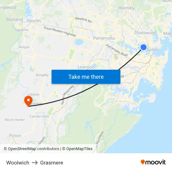Woolwich to Grasmere map