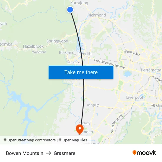 Bowen Mountain to Grasmere map