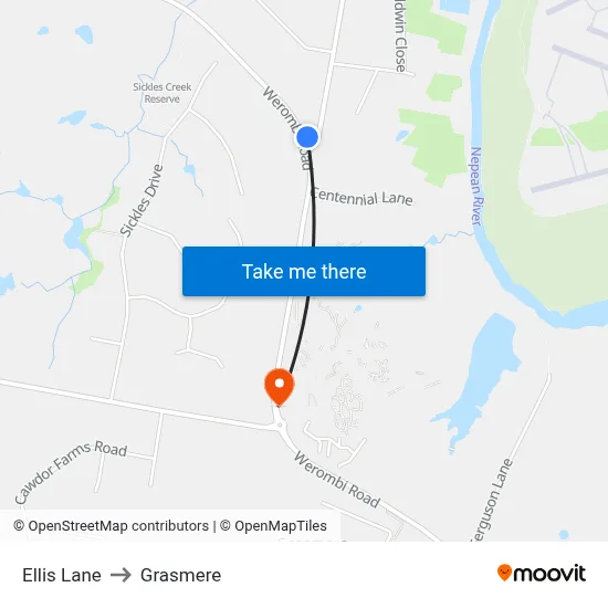 Ellis Lane to Grasmere map