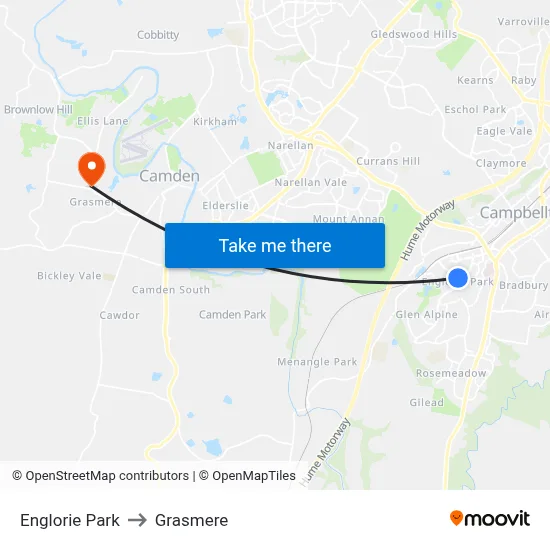 Englorie Park to Grasmere map