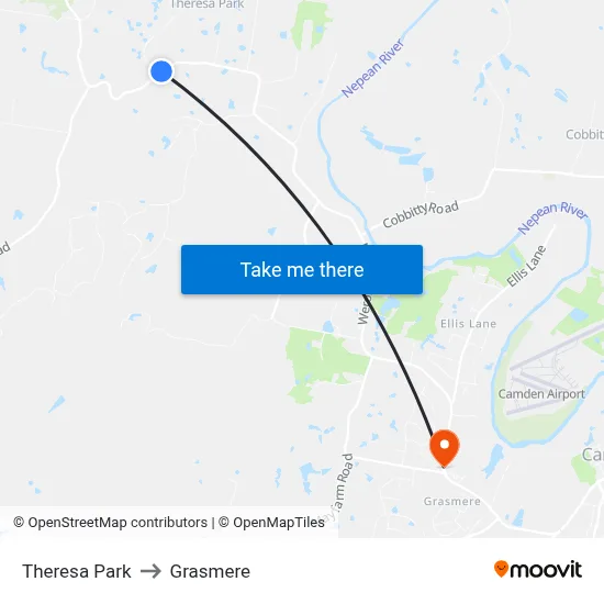 Theresa Park to Grasmere map