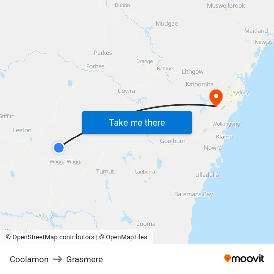 Coolamon to Grasmere map