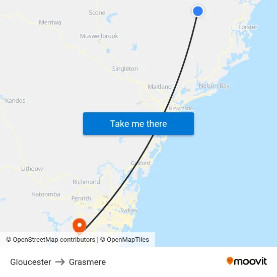 Gloucester to Grasmere map