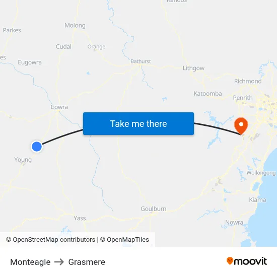 Monteagle to Grasmere map