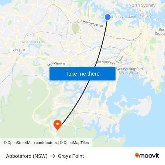 Abbotsford (NSW) to Grays Point map