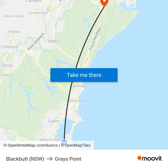 Blackbutt (NSW) to Grays Point map