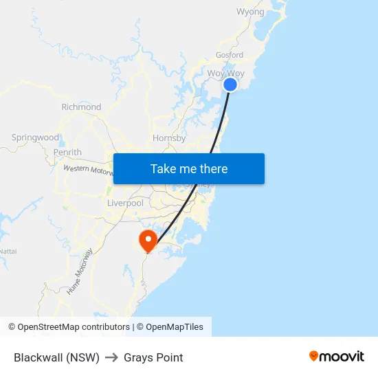 Blackwall (NSW) to Grays Point map