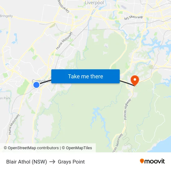 Blair Athol (NSW) to Grays Point map