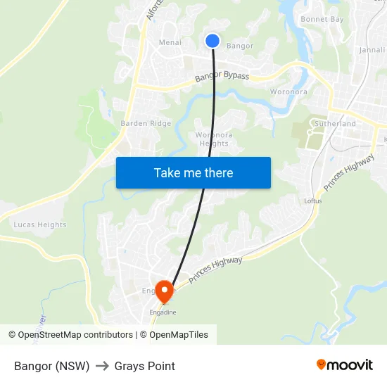 Bangor (NSW) to Grays Point map