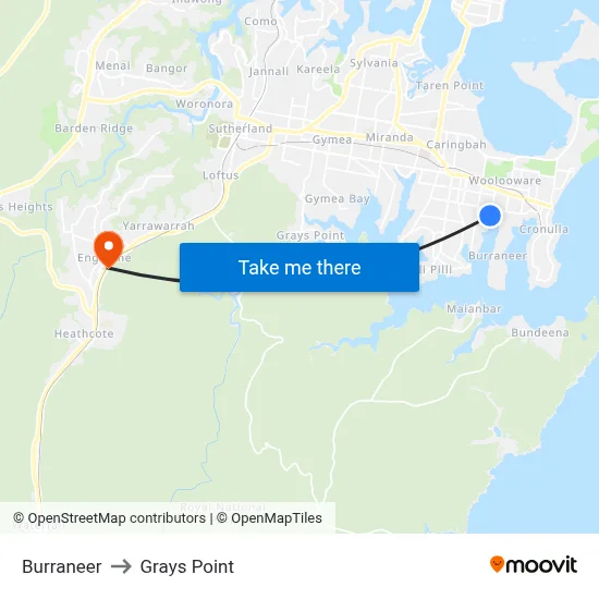 Burraneer to Grays Point map