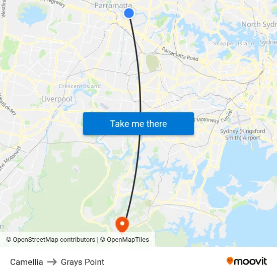 Camellia to Grays Point map