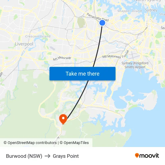 Burwood (NSW) to Grays Point map