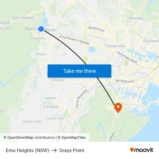 Emu Heights (NSW) to Grays Point map