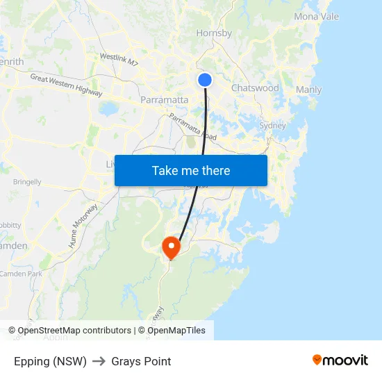 Epping (NSW) to Grays Point map