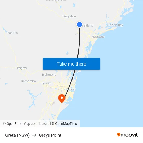 Greta (NSW) to Grays Point map