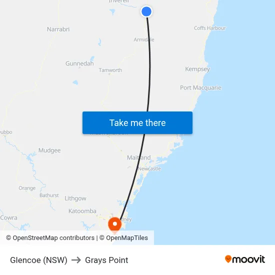 Glencoe (NSW) to Grays Point map