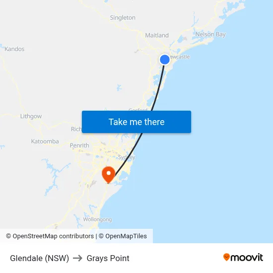 Glendale (NSW) to Grays Point map